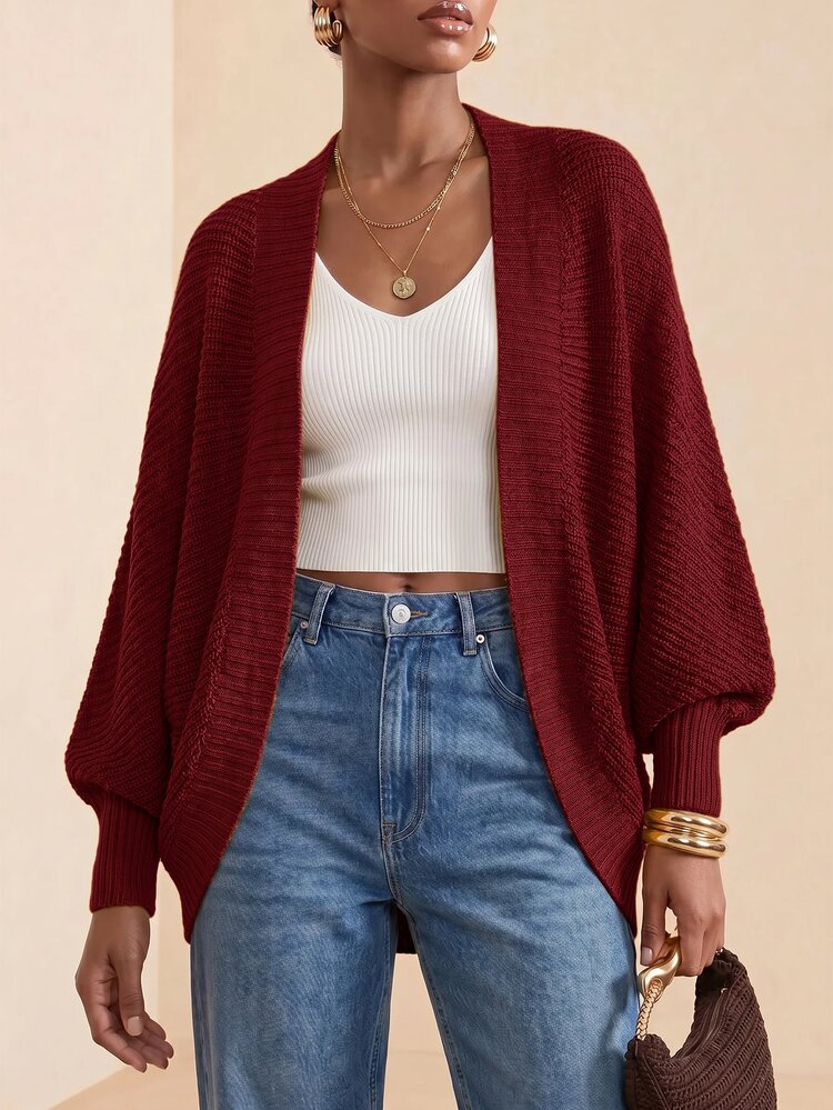 Zivah Women's Solid Color Cardigan Sweater Suitable For Dating, Vacation, Party, Daily Outings, Gatherings, Outdoor Activities - Burgundy - View 2