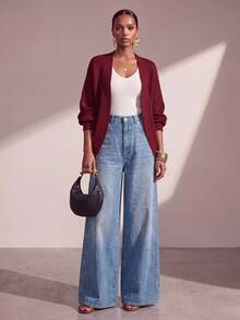 Zivah Women's Solid Color Cardigan Sweater Suitable For Dating, Vacation, Party, Daily Outings, Gatherings, Outdoor Activities - Burgundy - View 1