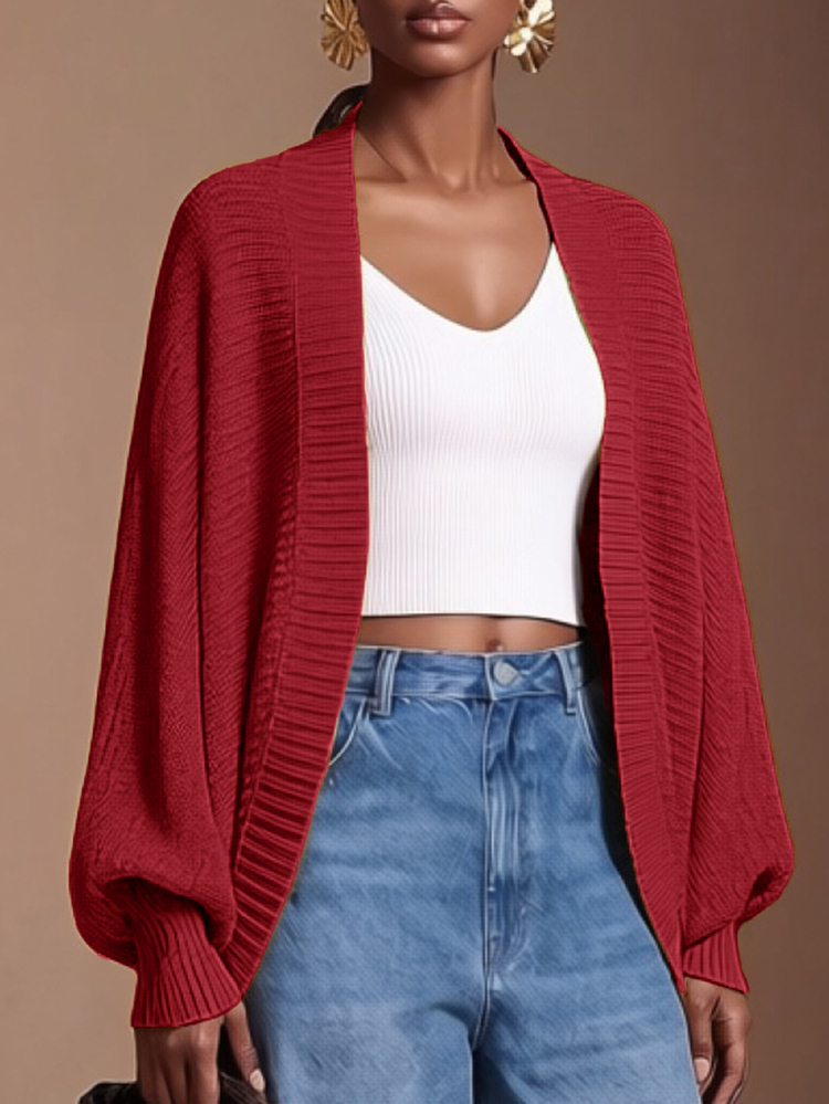 Zivah Women's Casual Elegant Solid Color Batwing Sleeve Sweater, Fall/ Christmas Brunch Red - Burgundy - View 4