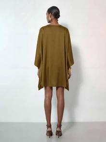 Zivah 女款時尚百搭純色不對稱下擺洋裝 - 橄欖綠 - 查看 2