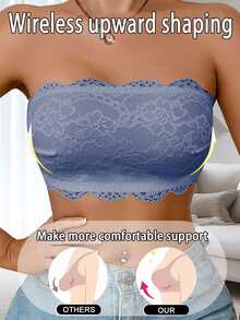Crystal Vow 1pc Women's Lace Bandeau Bra, Wire-Free - Blue - View 6
