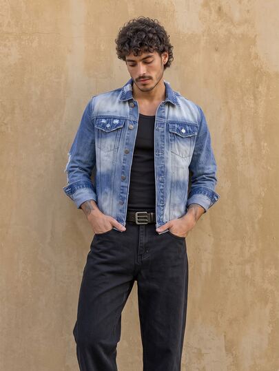 RivetRise Veste en jean à col rabattu avec boutons et poche pour hommes, porter casual au quotidien