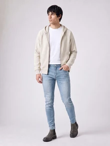 RivetRise Men's Simple Ripped Pocket Casual Jeans, For Daily Wear - Light Wash - View 6