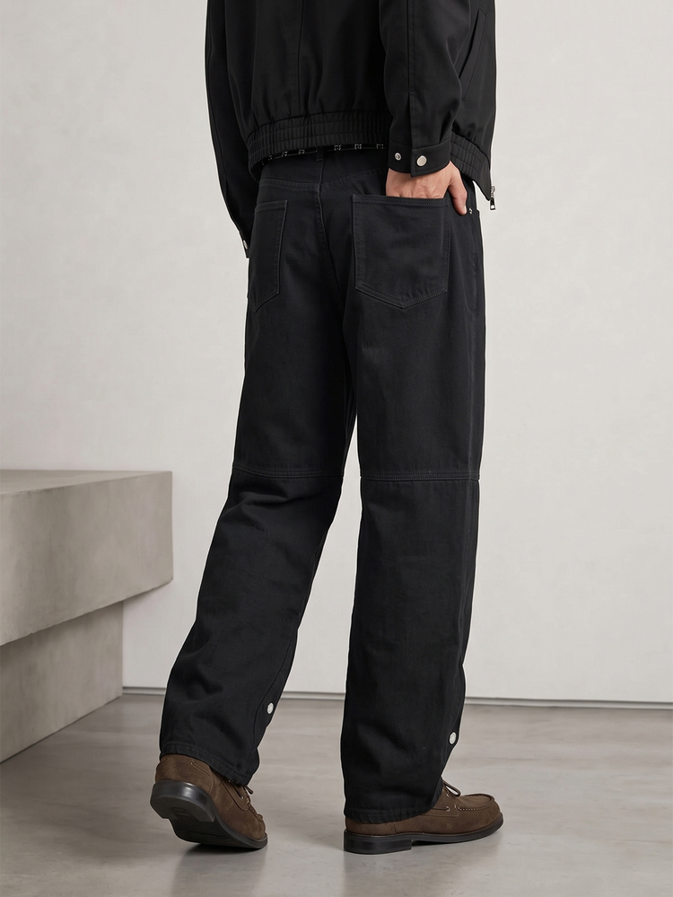 RivetRise Men's Solid Color Loose Utility Cargo Style Casual Baggy Jeans, Summer - Black - View 2