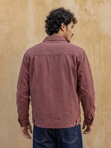 RivetRise Jaket Denim Kasual Ukuran Besar Fu, Atasan Pakaian Kerja Longgar Gaya Retro/Vintage, Jaket Jeans Musim Semi dan Gugur untuk Pria - Redwood - View 3