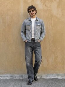 RivetRise Men's Distressed Denim Jacket, Streetwear Style Acid Washed For Slim-Fit, Fall - Light Wash - View 5