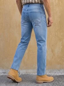 RivetRise Men's Casual Everyday Wear Distressed Pocket Button Design Denim Jeans - Blue - View 3