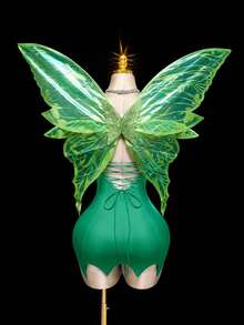SHEIN ICON Y2K Party Dress Green Halloween Costumes Fairy COS Strapless Backless Criss-Cross Strap Dresses For Women Lace Up Back Satin Core - Dark Green - View 4