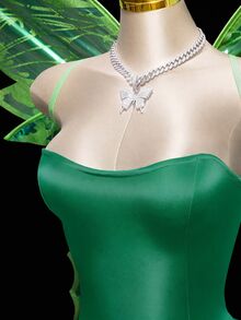 SHEIN ICON Y2K Party Dress Green Halloween Costumes Fairy COS Strapless Backless Criss-Cross Strap Dresses For Women Lace Up Back Satin Core - Dark Green - View 10