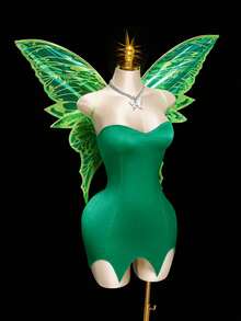 SHEIN ICON Y2K Party Dress Green Halloween Costumes Fairy COS Strapless Backless Criss-Cross Strap Dresses For Women Lace Up Back Satin Core - Dark Green - View 5