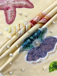 INAWLY Women's Faux Pearl Starfish Decor Square Neck Sleeveless Fitted Mini Dress - Multicolor - View 6