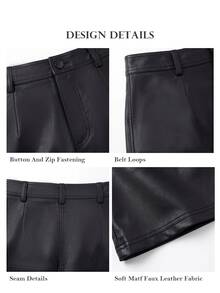 ELLERISSA Black Faux Leather High Waist A-Line PU Mini Skirt - Black - View 7