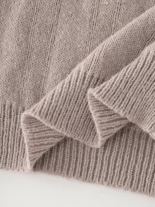 SHEIN Women's Round Neck Long Sleeve Sweater Set, Casual Knitted Autumn/Winter Outfit, Light Coffee Color Loose Two Pieces Set, Fashionable Versatile Vertical Striped Top And Wide Leg Pants Sweater Two Pieces Set - Camel - View 7