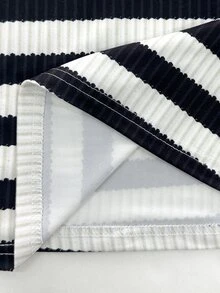 IslaSuriya 女款黑白條紋卡通貓刺繡休閒可愛掛脖上衣 度假夏季款 - 彩色 - 查看 4