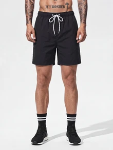 Manfinity KASUA Men Beach Shorts Kolor Kantong Plain Boho - Hitam - View 1