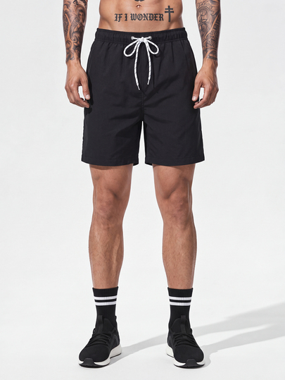Manfinity KASUA Men Drawstring Waist Slant Pocket Swim Trunks, Holiday