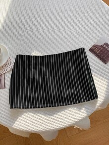 Comfortcana 女款休閒學院風超低腰迷你裙，黑白條紋圖案，Y2K風格，適合秋季、時尚、節慶、畢業、工作、學校、約會 - 彩色 - 查看 3