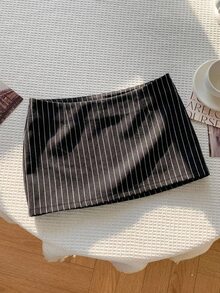Comfortcana 女款休閒學院風超低腰迷你裙，黑白條紋圖案，Y2K風格，適合秋季、時尚、節慶、畢業、工作、學校、約會 - 彩色 - 查看 9