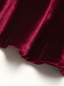 SHEIN 女童素色百褶時尚掛脖洋裝 - 酒紅色 - 查看 7