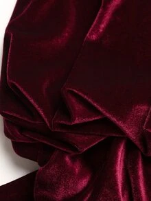 SHEIN 女童素色百褶時尚掛脖洋裝 - 酒紅色 - 查看 6