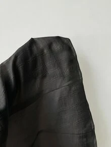 Elamini 女款 YK2 裝飾方形扣紋理條紋休閒辦公襯衫 - 黑色 - 查看 8