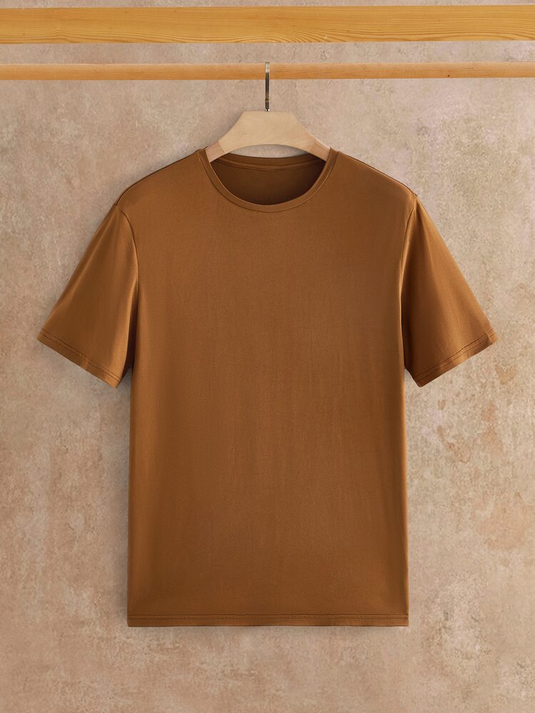 HIMLAND Men's Solid Color Casual Crew Neck Short Sleeve T-Shirt For Daily Wear - Multicolor - View 10