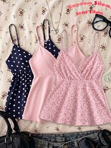 Teen Girls Polka Dot Casual Versatile Daily Wear Camisole Top - White - View 5