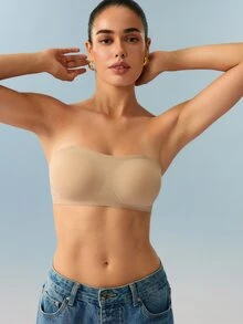 Bralution Minimalist Comfortable Anti-Slip One-Piece Adhesive Strapless Bra For Women - Apricot - View 8