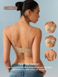 Bralution Minimalist Comfortable Anti-Slip One-Piece Adhesive Strapless Bra For Women - Apricot - View 2