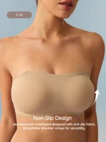 Bralution Minimalist Comfortable Anti-Slip One-Piece Adhesive Strapless Bra For Women - Apricot - View 3