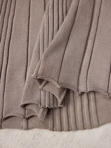 Veilorie Women's Solid Color Casual Elegant Daily Wear Knit Dress Office Everyday Taupe Fall - Khaki - View 8