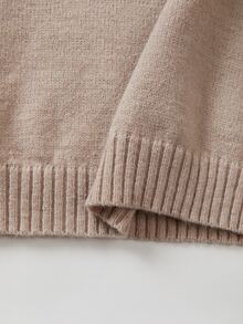SHEIN Mock Two-Piece Layered Knit Top With Attached Mock Neck Shawl. Relax Drop Shoulder Shape, Classic Ri - Apricot - View 5