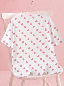 SHEIN X Care Bears Plus Size Women's Cartoon Print Casual Daily Short Sleeve T-Shirt - White - View 2