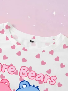 SHEIN X Care Bears Plus Size Women's Cartoon Print Casual Daily Short Sleeve T-Shirt - White - View 5