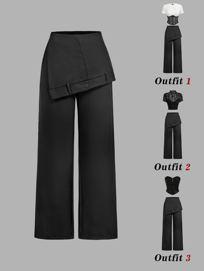 SHEIN MOD Women's Solid Color Casual Versatile Daily Wear Suit Pants
