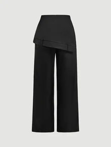 SHEIN MOD Women's Solid Color Casual Versatile Daily Wear Suit Pants - Black - View 6