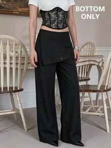 SHEIN MOD Women's Solid Color Casual Versatile Daily Wear Suit Pants - Black - View 2
