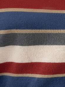 EMERY ROSE Women's Casual Retro Commuter Versatile Striped Off-Shoulder Long Sleeve Loose Sweater, Comfortable, Soft And Warm For Autumn/Winter - Multicolor - View 3