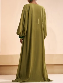 Zivah Latest 2026 Resort And Beachwear Set: An Elegant Yellow-Green Kimono-Style Long Cardigan And Wide-Leg Pants. - Green - View 2