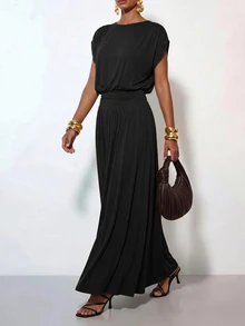 Zivah Women's Summer Elegant Solid Color Long Dress - Black - View 4
