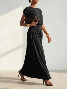 Zivah Women's Summer Elegant Solid Color Long Dress - Black - View 5