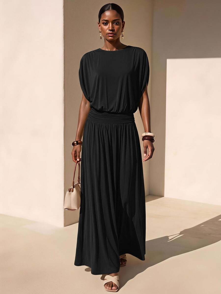 Zivah Women's Summer Elegant Solid Color Long Dress - Black - View 1