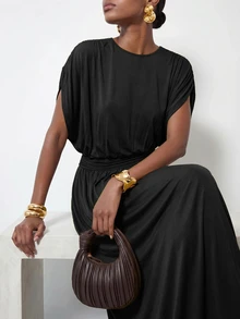 Zivah Women's Summer Elegant Solid Color Long Dress - Black - View 8