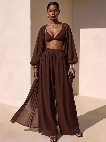 Zivah 2026 Vacation Casual Beach Elegant Shirt + Pants Coverup Set Summer