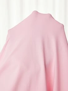 Slowluna Bộ 2 món váy bầu thu mùa gồm váy dài tay trơn màu và váy hai dây phối ren tương phản, cổ nửa khuy cài, phong cách thanh lịch cho mẹ cho con bú - Hồng - Xem 9