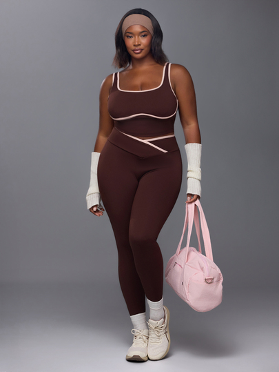 Voyena Women's Plus Size Colorblock Top And Leggings Casual Daily Sports Set