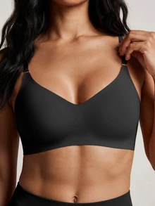 SHEIN 女款無縫V領可拆式墊片無鋼圈內衣 全罩杯/T恤舒適款 3件組 日常穿著 - 彩色 - 查看 5