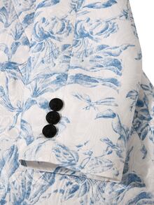 Manfinity AFTRDRK Men's Blue White Floral Jacquard Suit Set, 2-Button Casual Elegant Mature Formal Banquet Wedding Outfit Blue And White Fall - Multicolor - View 7