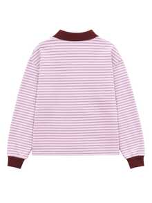 Nöista Loose-Fitting, Drop-Shoulder Polo Shirt. Preppy, Casual. Suitable For Everyday Outings, Travel, Parties, And Commuting. Fall Winter,Going Out - Purple - View 9