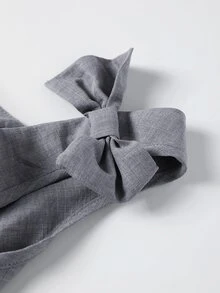 Rometta Plus Size Vintage 1920 Vintage Elegant Shoulder Strap Bow Decor Dress For Travel Summer Brunch Party Formal All White Grey - Grey - View 5
